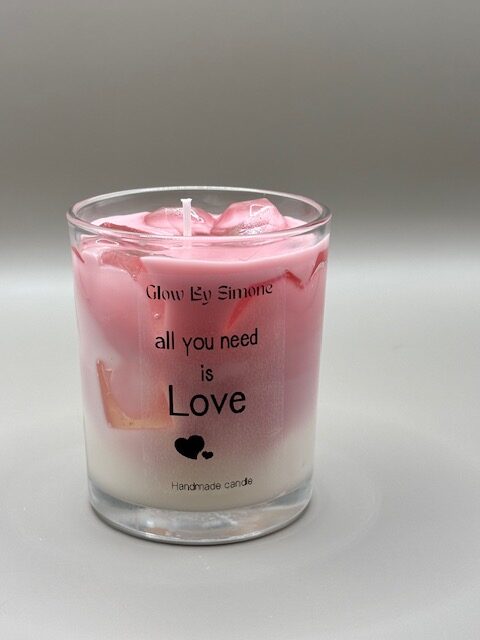 valentijns hart in een glas