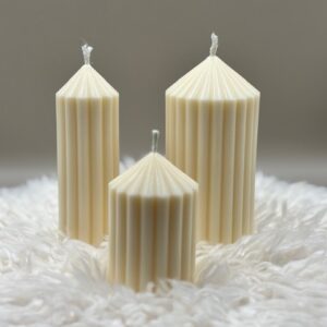 set van 3 ribbed pillar kaarsen